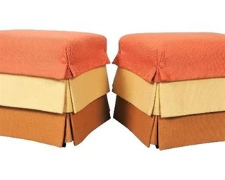 Pair Tri-Colored Upholstered Ottomans For Landy Gardner