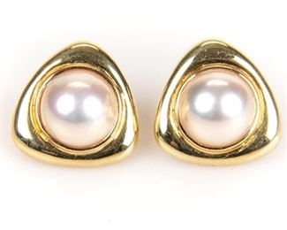 14K Gold & Mabe Pearl Earrings
