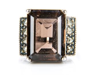 Sterling Silver Marcasite Ring With Stone