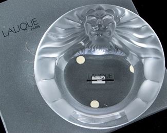 Lalique Crystal Tete De Lion Cendrier With Original Box