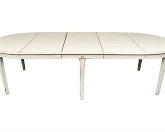 Large Antique Gustavian Oval Table In White Paint