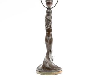 Halvar Friesendahl (1889-1953) 1919 Cast Patinated Bronze Figural Table Lamp