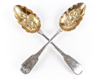 A Pair Of Georgian Silver Berry Spoons