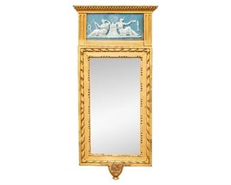 Gustavian 19th C. Carved, Gilt And Painted Mirror