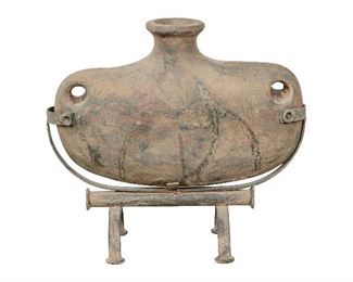 Art Pottery Vessel On Iron Stand