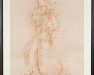 20th C. Sepia Lithograph, The Young Beauty "Maryse"