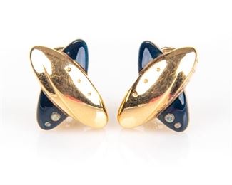 18K Gold X Form Earrings By Nouvelle Bague