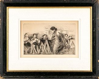 Raphael Soyer (Russian/Am., 1899 - 1987) Etching Student Art Class