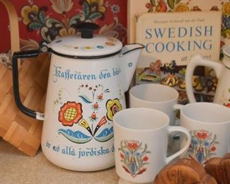 Swedish Enamelware Teapot & Mugs