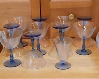 Vintage Blue Glass Stemware