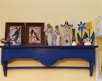 Blue Painted Wall Shelf, Home Decor, Figurines