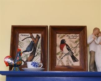 Framed Bird Embroidery, Home Decor, Figurines