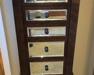 Trendy Mirrored Front Jewelry Armoire