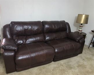 Nice LEATHER Sofa with Two Recliners