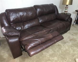 Nice LEATHER Sofa with Two Recliners