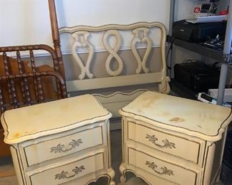 French Provincial Twin Bed and Two Night Stands