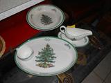 Gravy dish, oval dish, round dish and cup by Spode