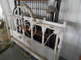 Antique full size headboards. White wood and and antique metal