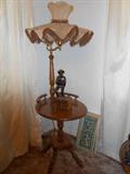 antique corner lamp & table