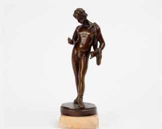 18: German Miniature Bronze Male Nude, Gladenbeck