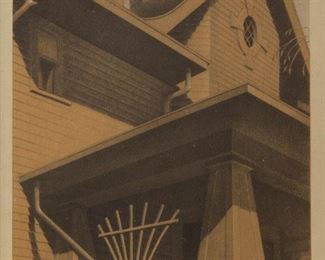 24: Grant Wood Pencil-Signed 'Main Street Mansion' Offset