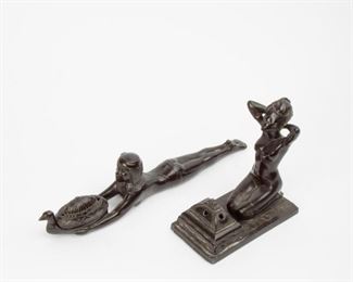 152: Two Art Deco Figural Incense Burners, Attr. Ronson