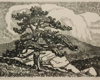 175: Birger Sandzen 'Lone Pine' Pencil-Signed Lithograph