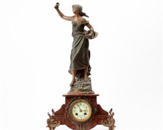 181: Moreau Sculptural Mantel Clock, Paris, circa 1880s