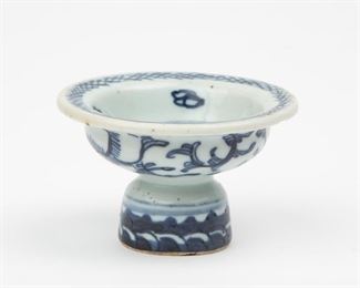 204: Chinese Blue and White Stem Cup, 19th/20th century