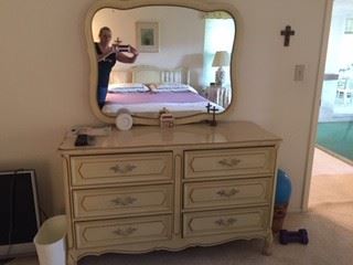 French Provincial 6 Drawer Dresser with matching Mirror