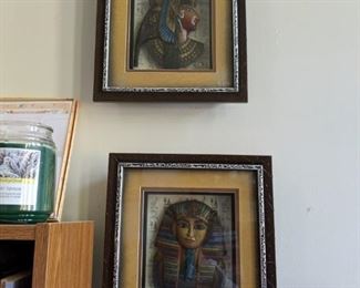 Framed Egyptian style relief prints