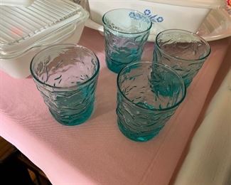 Anchor Hocking Lido aqua colored glasses - set of 4
