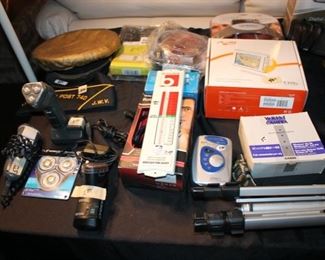 Lots of cameras and electronic equipment