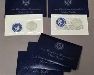 set of 5 Eisenhower 1971 uncirculated silver dollars (40%)