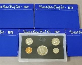 set of 5 1972 proof sets - 4 still sealed