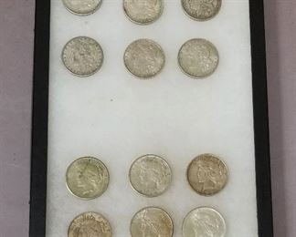 choice of 6 Peace or 6 Morgan silver dollar coins