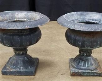 cast iron planters - 1 is in 2 pieces