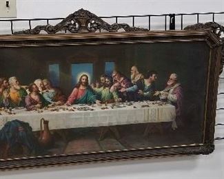 large carved wood framed Last Supper