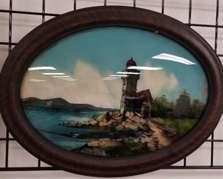 reverse painted lighthouse