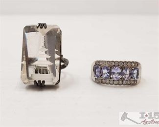 201: Two Sterling silver Rings
This collection contains two Sterling Silver Rings weighing approx 15.3g together and are approx size 6.5 and 9.5 
J13 2 of 5