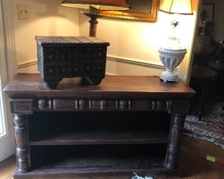 Solid wood hall console table