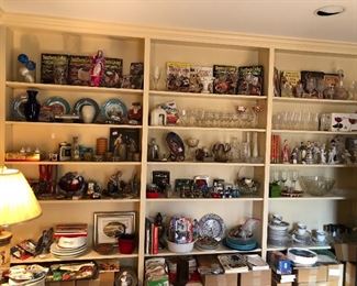 Collectibles, glassware, books, decor