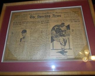 1937 framed news baseball themed 