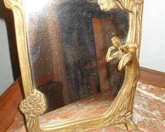 Art deco brass mirror
