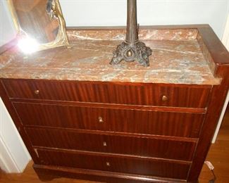 Antique marble top locking buffet