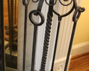 Iron fireplace tools.  