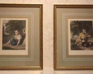 Pair of early engravings with French mats. 