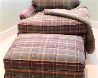 Checked chair and ottoman.