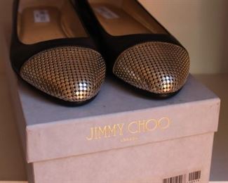 Jimmi Choo black and gold flats. size 9?
