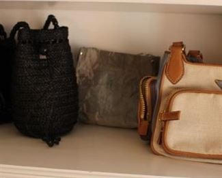 Prada and other purses and cocktail/evening bags.